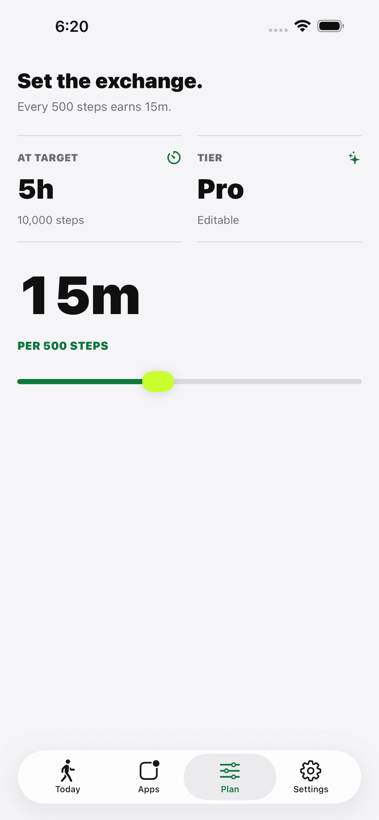 FitLock plan screen showing movement to screen time rules
