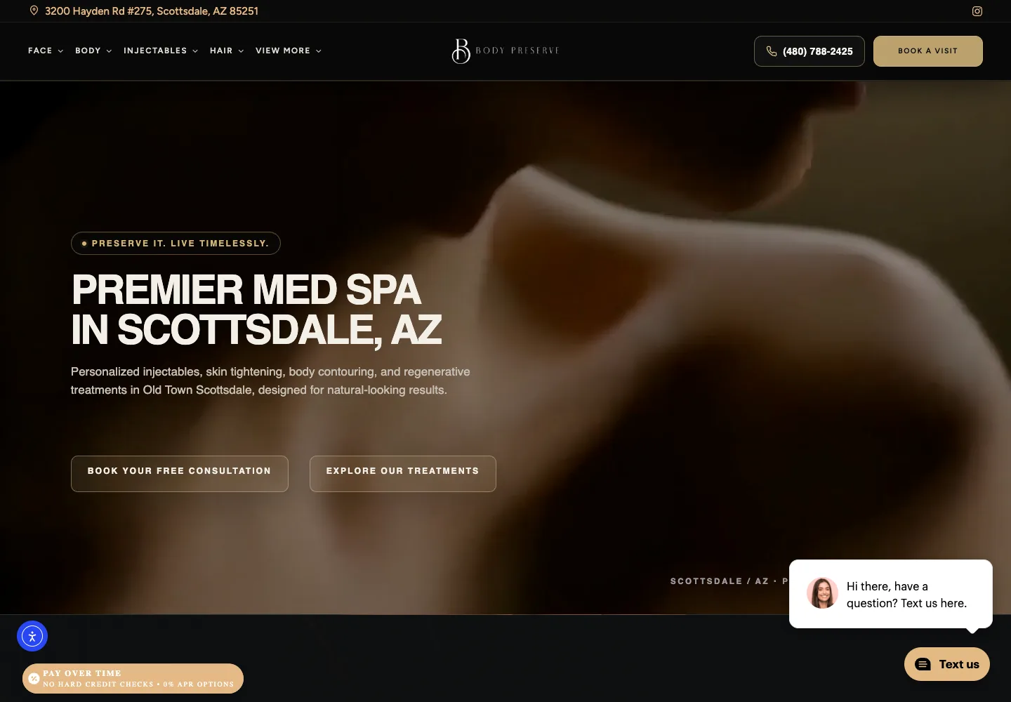 Body Preserve med spa website homepage designed by Intuico Digital