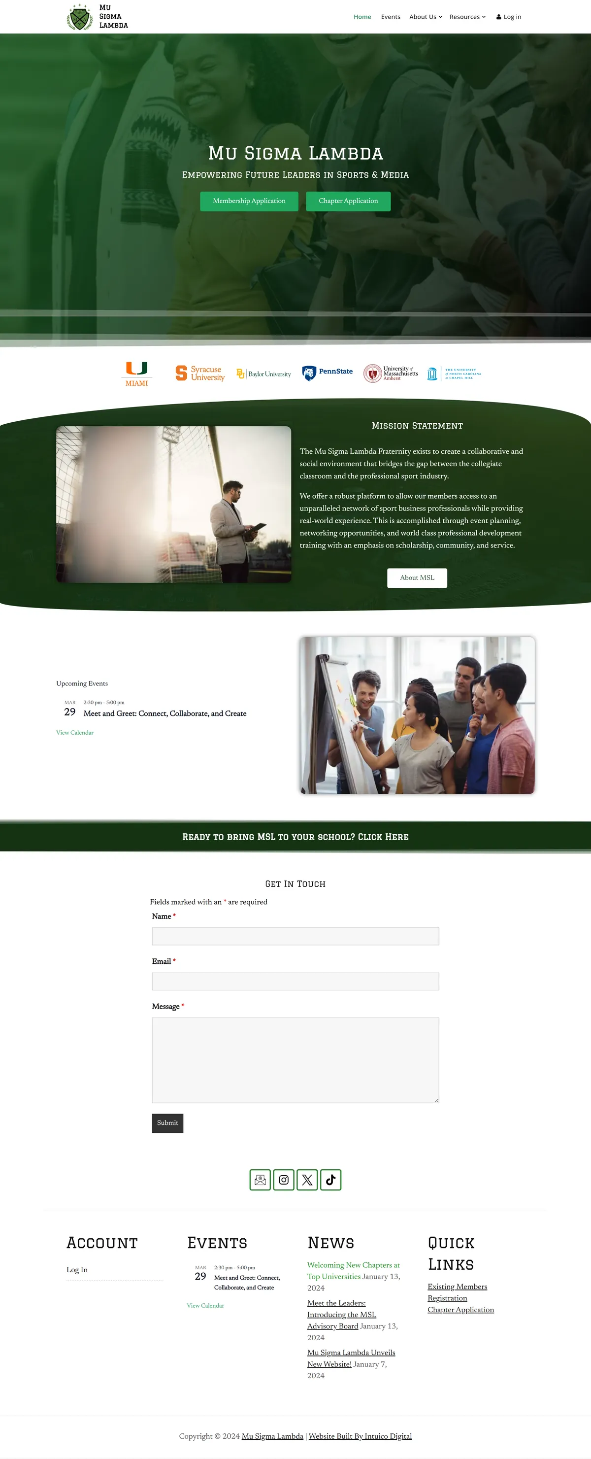 Website Design - Mu Sigma Lambda